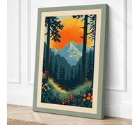 Mountain at Dusk Scandinavian Canvas Wall Art Print 18x12 Inch