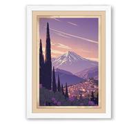 Mountain at Golden Hour Romantic Framed Wall Art Print A3 (42×29.7cm) White, Wall Decor for Living Room, Bedroom, Office & Home, Ready to Hang, Art Gift