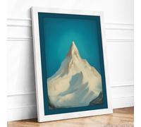 Mountain at Stillness Minimalist Framed Wall Art Print A1 (84.1×59.4cm) White, Wall Decor for Living Room, Bedroom, Office & Home, Ready to Hang, Art Gift