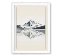 Mountain at Stillness Minimalist Framed Wall Art Print A1 (84.1×59.4cm) White, Wall Decor for Living Room, Bedroom, Office & Home, Ready to Hang, Art Gift
