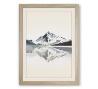 Mountain at Stillness Minimalist Framed Wall Art Print A2 (59.4×42cm) Oak, Wall Decor for Living Room, Bedroom, Office & Home, Ready to Hang, Art Gift