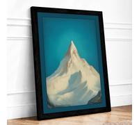 Mountain at Stillness Minimalist Framed Wall Art Print A3 (42×29.7cm) Black, Wall Decor for Living Room, Bedroom, Office & Home, Ready to Hang, Art Gift
