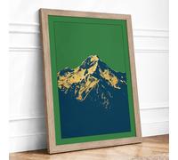 Mountain at Stillness Minimalist Framed Wall Art Print A3 (42×29.7cm) Oak, Wall Decor for Living Room, Bedroom, Office & Home, Ready to Hang, Art Gift
