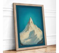Mountain at Stillness Minimalist Framed Wall Art Print A3 (42×29.7cm) Oak, Wall Decor for Living Room, Bedroom, Office & Home, Ready to Hang, Art Gift