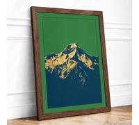 Mountain at Stillness Minimalist Framed Wall Art Print A3 Walnut