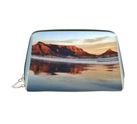 Mountain at Sunrise Print Makeup Bag Portable Leather Waterproof Cosmetic Bag Clutch Makeup Brush Bag (6.7x4.3in)