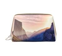 Mountain at Sunset Makeup Bag for Travel, Leather Cosmetic Bag Portable Toiletry Bags Cosmetic Cases for Women Men