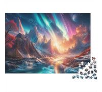 Mountain Aurora 1000 Pieces Mini Jigsaw Puzzle for Adults | 52x38cm Cardboard Home Decor Durable Structure Birthday Gift Mind Relaxation
