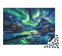 Mountain Aurora River Jigsaw Puzzle, 1000 Pcs Indoor Adult Game | 70x50cm Cardboard, Brain Workout, Tight Puzzle Fit, Adult Hobbyists, Stress Reduction