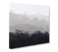 Mountain Behind the Forest Layers Canvas Print | Gallery Wrapped 30mm Frame Wall Art | 14x14 inches | Ready to Hang | Modern Landscape Picture | Living Room Bedroom Lounge Office