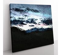 Mountain Below the Clouds Modern Canvas Wall Art Print Ready to Hang, Framed Picture for Living Room Bedroom Home Office Décor, 50x50 cm (20x20 Inch)