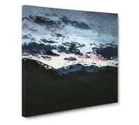 Mountain Below the Clouds Modern Canvas Wall Art Print Ready to Hang, Framed Picture for Living Room Bedroom Home Office Décor, 20x20 Inch (50x50 cm)