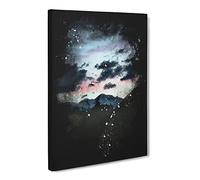 Mountain Below The Clouds Paint Splash Canvas Print | Gallery Wrapped 30mm Frame Wall Art | 24x16 inches | Ready to Hang | Modern Landscape Picture | Living Room Bedroom Lounge Office
