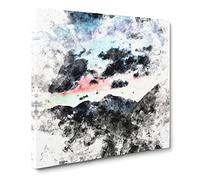 Mountain Below the Clouds Watercolour Canvas Print | Gallery Wrapped 30mm Frame Wall Art | 14x14 inches | Ready to Hang | Modern Landscape Picture | Living Room Bedroom Lounge Office