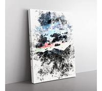 Mountain Below The Clouds Watercolour Modern Canvas Wall Art Print Ready to Hang, Framed Picture for Living Room Bedroom Home Office Décor, 76x50 cm (30x20 Inch)