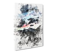Mountain Below The Clouds Watercolour Modern Canvas Wall Art Print Ready to Hang, Framed Picture for Living Room Bedroom Home Office Décor, 30x20 Inch (76x50 cm)