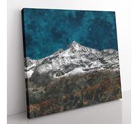 Mountain Beneath The Stars In Italy Painting Modern Canvas Wall Art Print Ready to Hang, Framed Picture for Living Room Bedroom Home Office Décor, 50x50 cm (20x20 Inch)