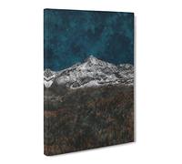 Mountain Beneath The Stars In Italy Painting Modern Canvas Wall Art Print Ready to Hang, Framed Picture for Living Room Bedroom Home Office Décor, 20x14 Inch (50x35 cm)
