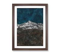 Mountain Beneath The Stars In Italy Painting Modern Framed Wall Art Print, Ready to Hang Picture for Living Room Bedroom Home Office Décor, Walnut A3 (34 x 46 cm)
