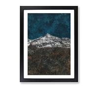 Mountain Beneath The Stars In Italy Painting Modern Framed Wall Art Print, Ready to Hang Picture for Living Room Bedroom Home Office Décor, Black A3 (34 x 46 cm)