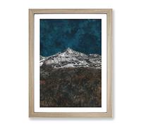Mountain Beneath The Stars In Italy Painting Modern Framed Wall Art Print, Ready to Hang Picture for Living Room Bedroom Home Office Décor, Oak A2 (64 x 46 cm)
