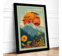 Mountain Beneath the Sun Botanical Framed Wall Art Print A3 (42×29.7cm) Black, Wall Decor for Living Room, Bedroom, Office & Home, Ready to Hang, Art Gift