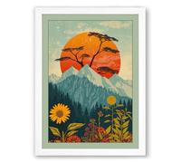 Mountain Beneath the Sun Botanical Framed Wall Art Print A3 (42×29.7cm) White, Wall Decor for Living Room, Bedroom, Office & Home, Ready to Hang, Art Gift
