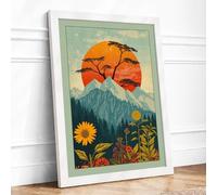 Mountain Beneath the Sun Botanical Framed Wall Art Print A3 White