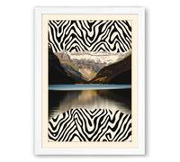 Mountain Between Stripes Eclectic Framed Wall Art Print A3 (42×29.7cm) White, Wall Decor for Living Room, Bedroom, Office & Home, Ready to Hang, Art Gift