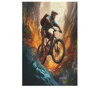 Mountain Bike 1000 Piece Wooden Jigsaw Puzzle- Brain Teaser Game for Adults & Children Educational Activities Jigsaws Puzzles 78×53cm