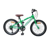 Mountain Bike 20in Green Steel 6-Speed Kids 115-130cm Adjustable Seat Anatomical