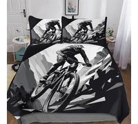 Mountain Bike 3 Pcs Print Duvet Cover Set with Pillow Cases 3D Bedding Set for Kids & Teens Adults Soft Microfiber Comforter Cover with Zipper Closure Quilt Cover King (220x240cm)