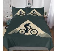 Mountain Bike 3D Duvet Cover Set Microfiber Bedding Set Quilt Cover 3 Pieces with Zipper Closure And Pillowcases For Boys, Girls And Teenagers Comforter Cover King (220x240cm)