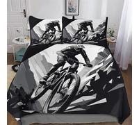 Mountain Bike 3D Printed Bedding Duvet Cover 3 Pcs Set for Kids Boys Teens Bedroom Quilt Cover Soft Microfiber Comforter Cover with Pillowcase Double (200x200cm)