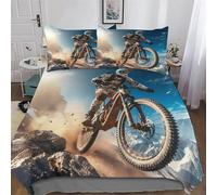 Mountain Bike 3D Printed Bedding Duvet Cover 3 Pcs Set for Kids Boys Teens Bedroom Quilt Cover Soft Microfiber Comforter Cover with Pillowcase Double (200x200cm)