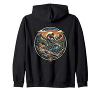 Mountain Bike Alps River Sunset Cyclist Nature Zip Hoodie