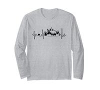 Mountain Bike and Mountains Heartbeat I Love Mountains and MTB Long Sleeve T-Shirt