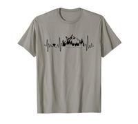 Mountain Bike and Mountains Heartbeat I Love Mountains and MTB T-Shirt