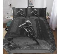 Mountain Bike Bedding Set Duvet Cover Set 3D Comforter Cover 3 Pieces Bedspread Cover For Kids Teens Microfiber Easy Care And Super Soft Poly Cotton Quilt Cover King (220x240cm)