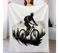 Mountain Bike Blanket Printed Throw Blanket for Kids Child Adults Soft Warm Flannel Blanket for Bed And Couch Bedroom Decor （130×150cm）