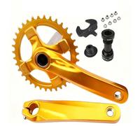 Mountain Bike Crankset, 170mm Aluminum Alloy Crank Arm, 104 BCD Single Chainring Compatible With 8/9/10 Speed Drivetrain(Gold,34T)