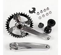 Mountain Bike Crankset, 170mm Aluminum Alloy Crank Arm, 104 BCD Single Chainring Compatible With 8/9/10 Speed Drivetrain(Silver,32T)
