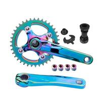 Mountain Bike Crankset, 170mm Aluminum Alloy Crank Arm, 104 BCD Single Chainring Compatible With 8/9/10 Speed Drivetrain(Blue-1,36T)