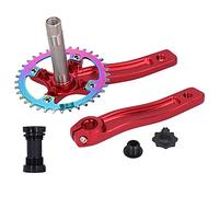 Mountain Bike Crankset with Bottom Bracket, Single Speed Crank Set, 36T Aluminum Alloy Left and Right Crank Arms, 170mm Crank Length for Bicycle Repair and Upgrade (Red)