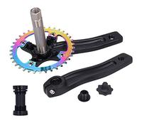 Mountain Bike Crankset with Bottom Bracket, Single Speed Crank Set, 36T Aluminum Alloy Left and Right Crank Arms, 170mm Crank Length for Bicycle Repair and Upgrade (Black)