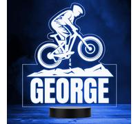 Mountain Bike Cyclist Biker Sports Fan Personalised Colour Changing Night Light | Personalised Gift for Home, Lamp Room Décor | Kids & Adults Night Lights with Name | Personalised Gift for Bedroom |