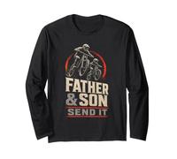 Mountain Bike Dad and Son Send It - MTB Gift Long Sleeve T-Shirt