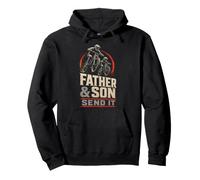 Mountain Bike Dad and Son Send It - MTB Gift Pullover Hoodie