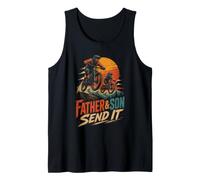 Mountain Bike Dad and Son Send It - MTB Gift Tank Top