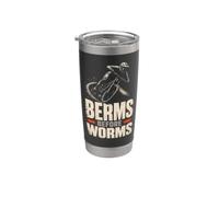 Mountain Bike Downhill - Berms Before Worms Stainless Steel Insulated Tumbler